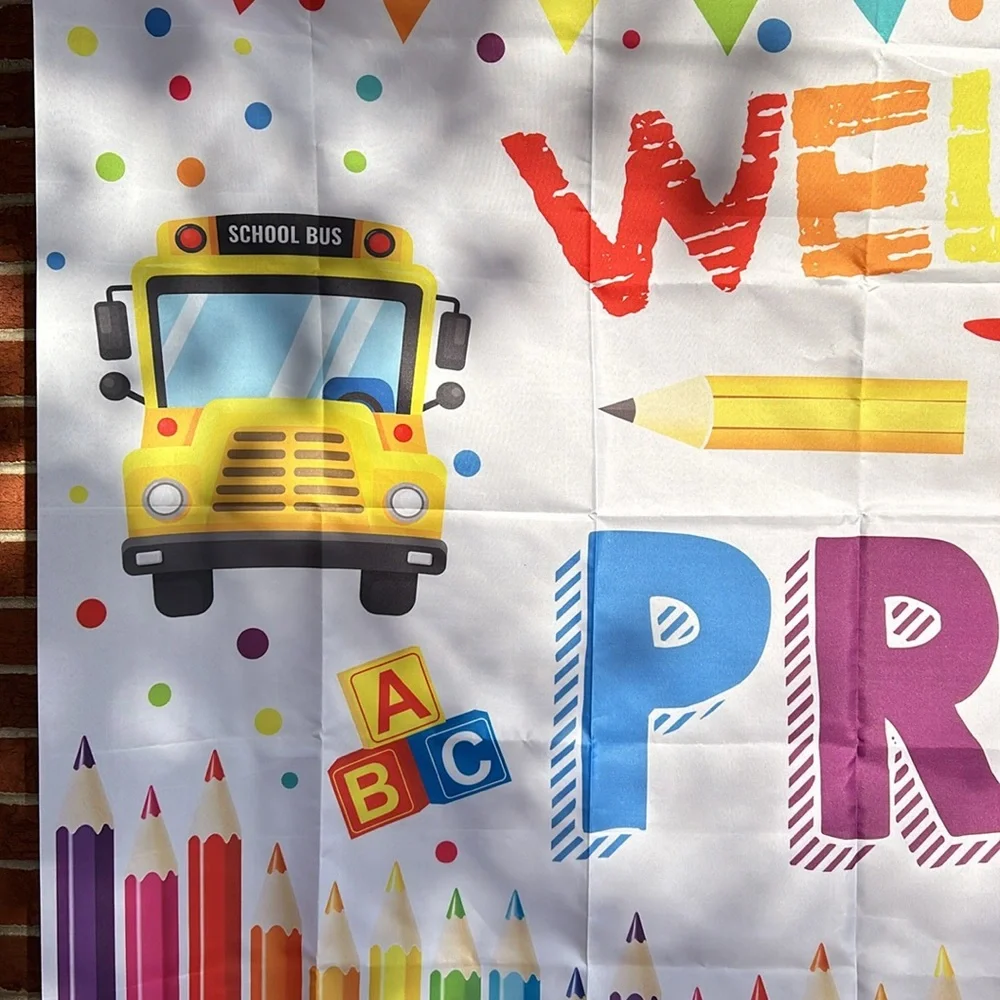 Welcome to Pre-K background,6 x 4, red, green, orange, yellow blue